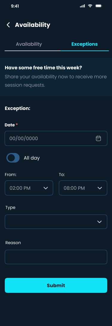 Add an availability exception
