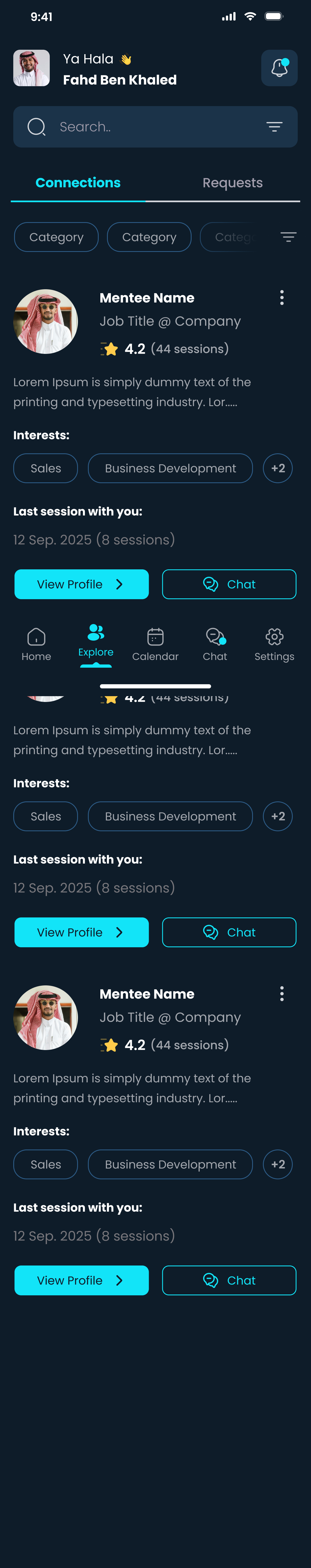 Connected mentees with last session and chat