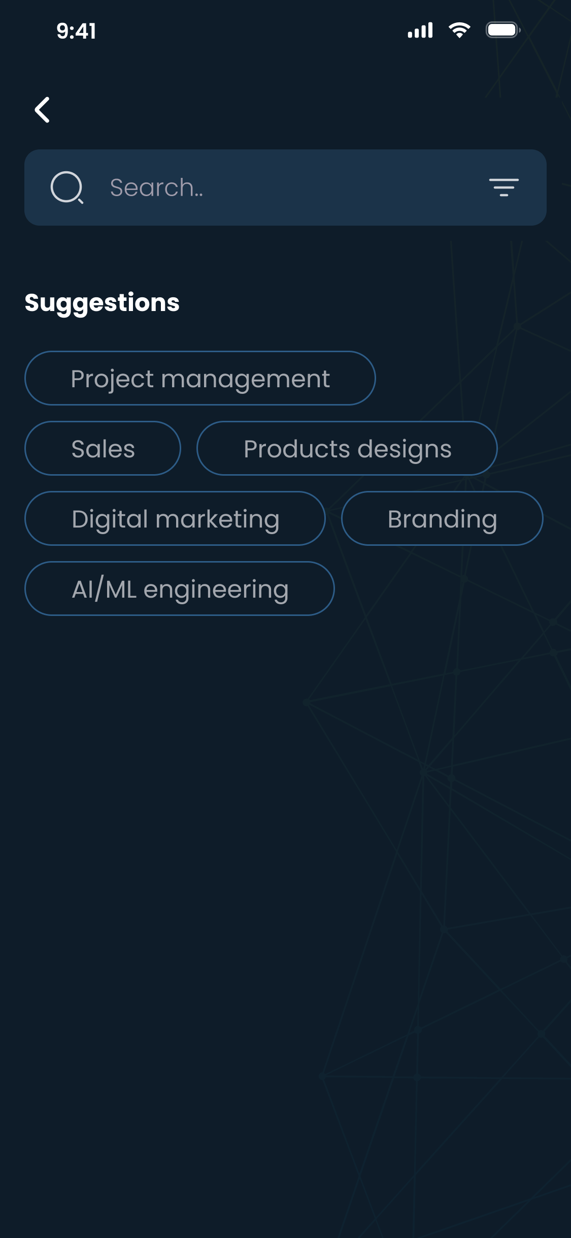 Search with suggestion chips